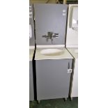 Portable hand wash station with under counter storage & tap L 600 x W 680 x H 1750mm