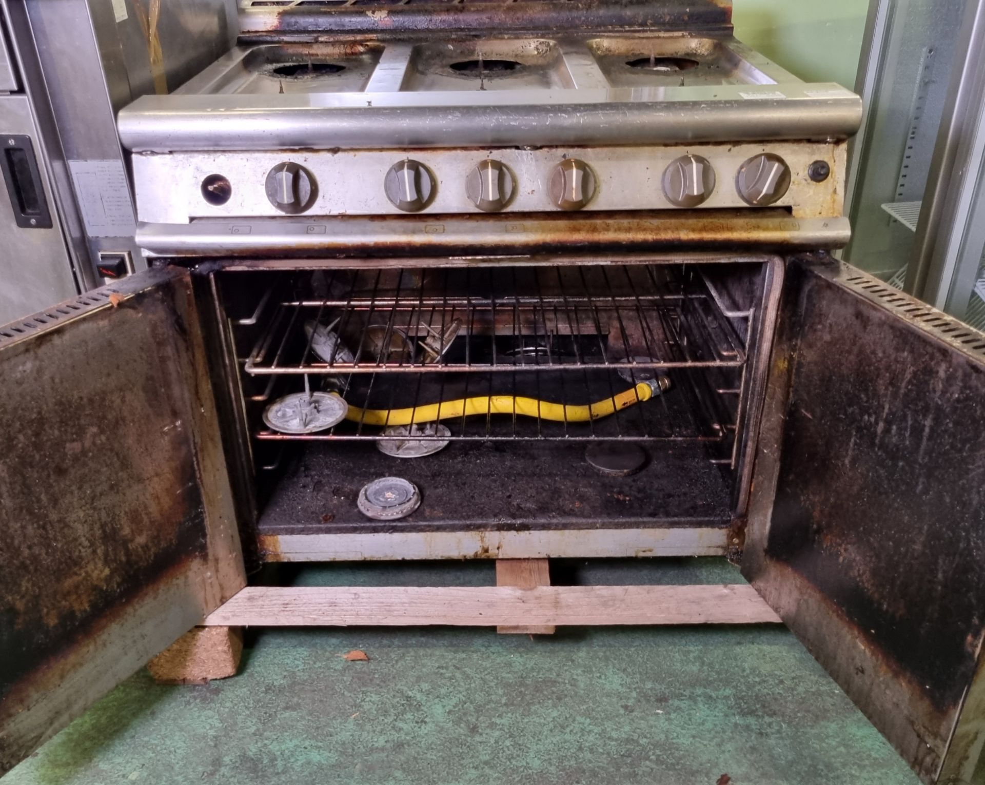 Falcon G3101 6 burner gas oven range - W 900 x D 800 x H 900mm - INCOMPLETE - AS SPARES OR REPAIRS - Bild 4 aus 6