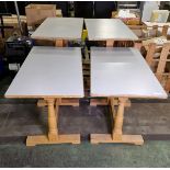 4 wooden rectangular tables - L 1100 x W 600 x H 750mm each