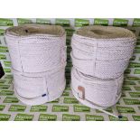 4x reels of 10mm White polypropylene fibrous rope - 220m