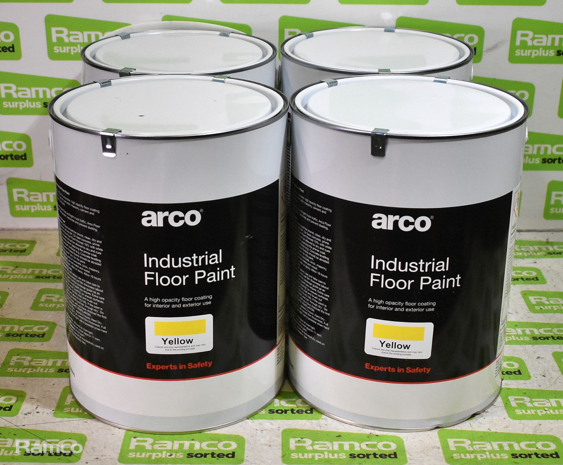 4x 5L tins of yellow Arco industrial floor paint