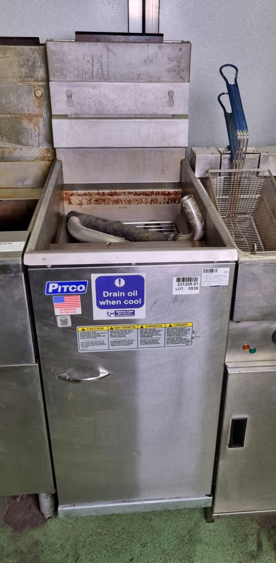 Pitco 35C+ stainless steel single tank gas fryer - W 400 x D 800 x H 1170mm - MISSING BASKETS