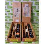 2x Maby Ring punch sets in wooden storage box