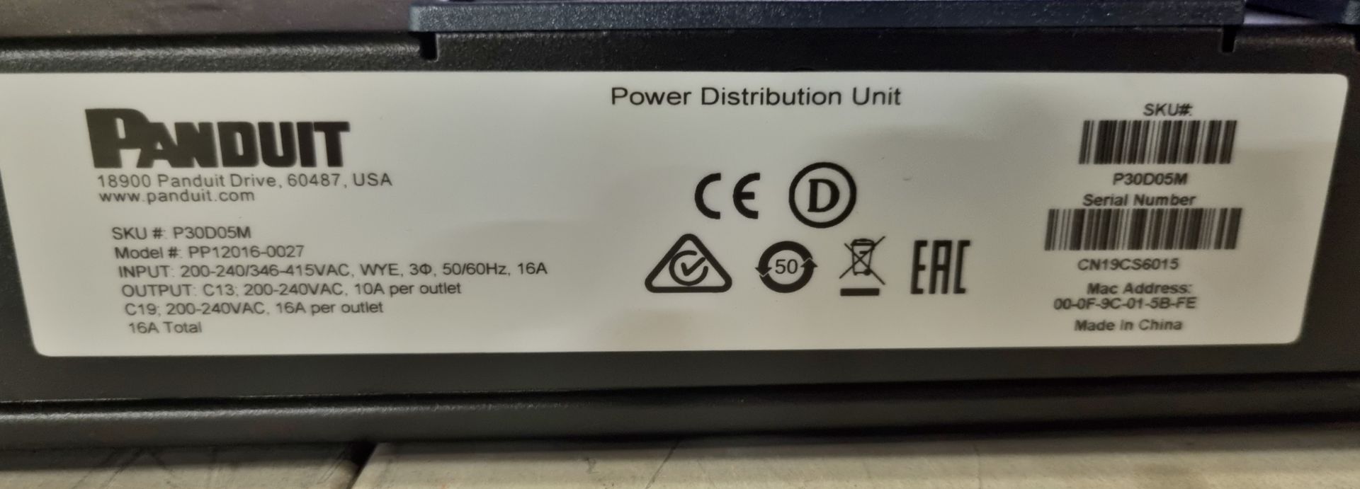 5x Panduit PP12016-0027 power distribution units - 16A, 24x C13, 6x C19 sockets - L 1530 x W50 - Bild 7 aus 7