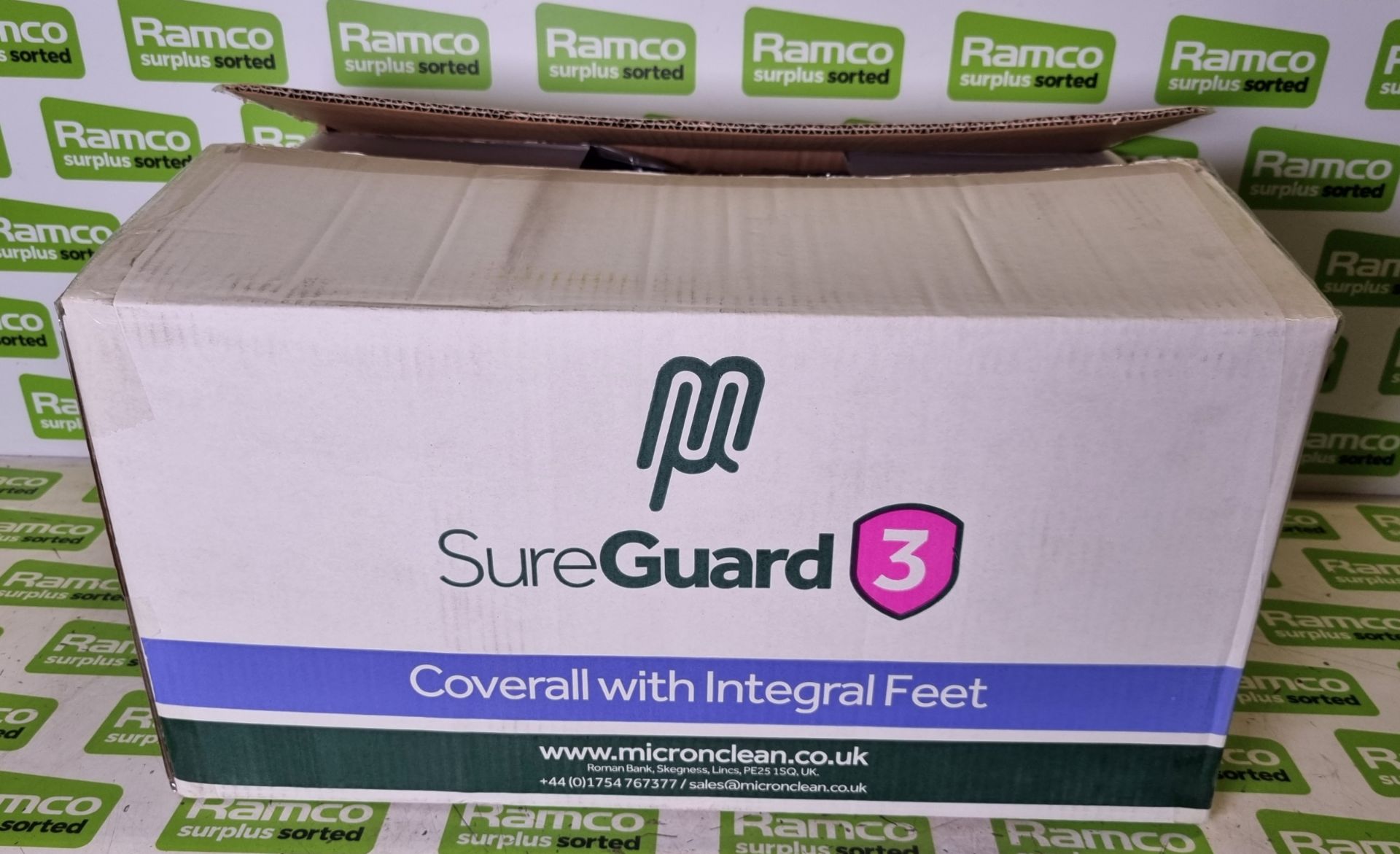 2x boxes of MicroClean SureGuard 3 - size small coverall with integral feet - 25 units per box