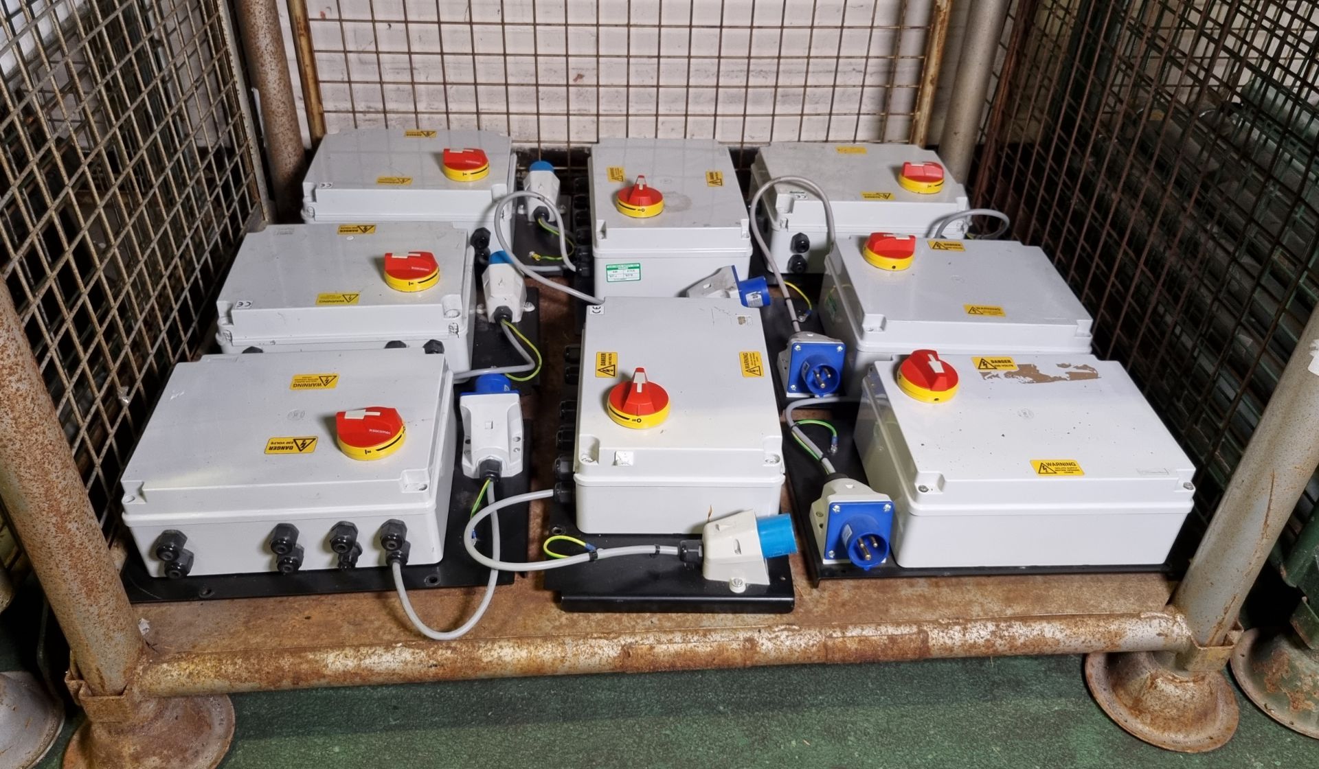 8x Socomec multiple output master switch boxes