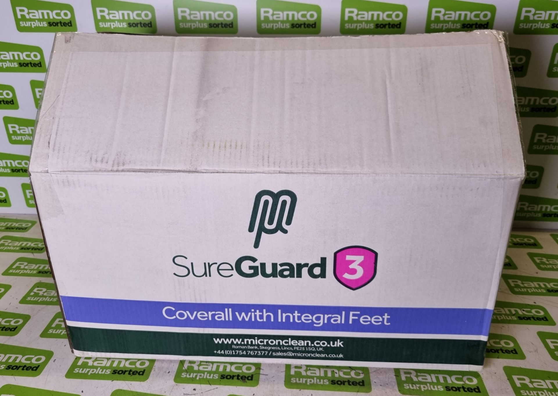 2x boxes of MicroClean SureGuard 3 - size small coverall with integral feet - 25 units per box