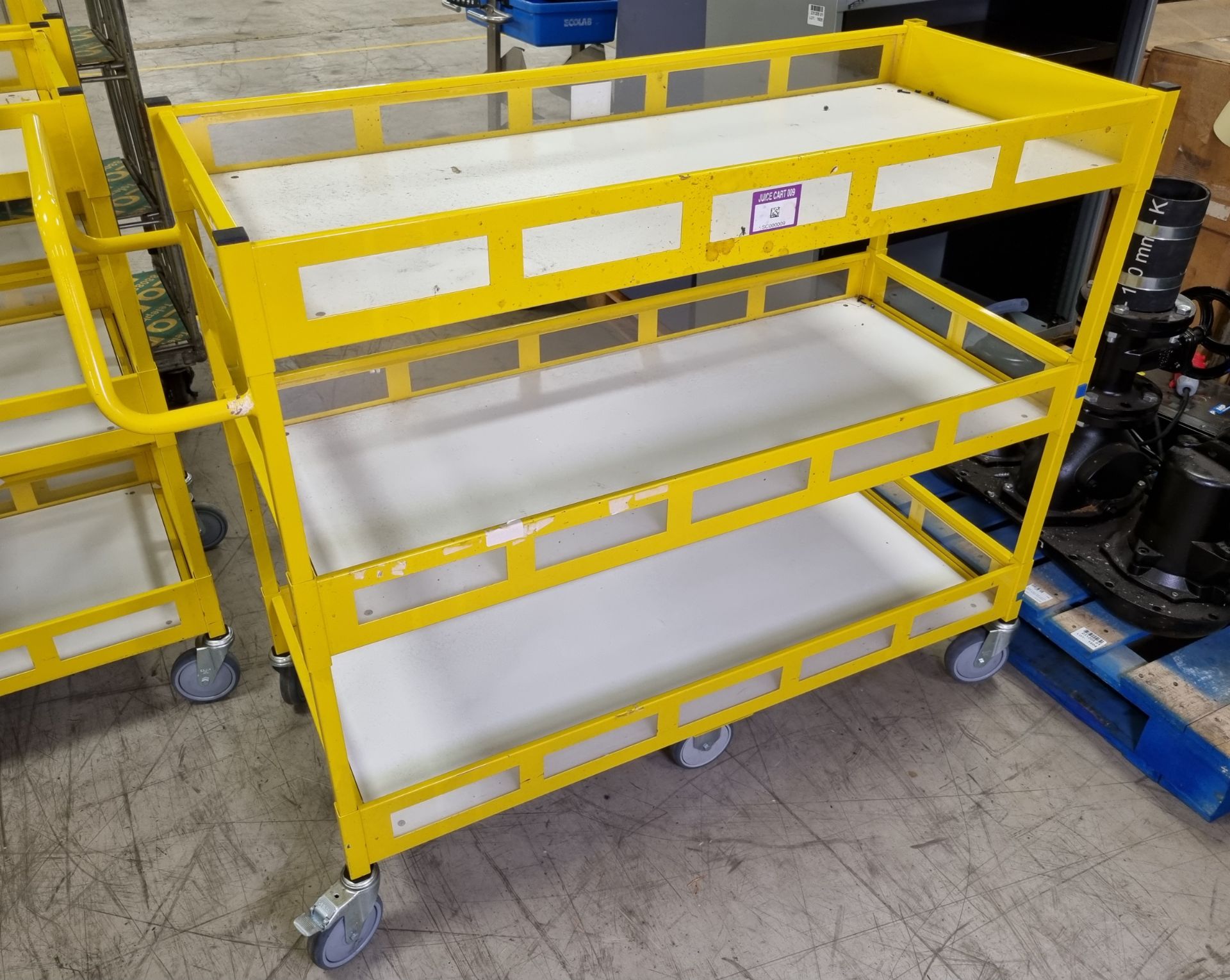 Yellow 3-tier general use trolley - W 1440 x D 550 x H 1150mm - Image 2 of 2