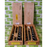 2x Maby Ring punch sets in wooden storage box