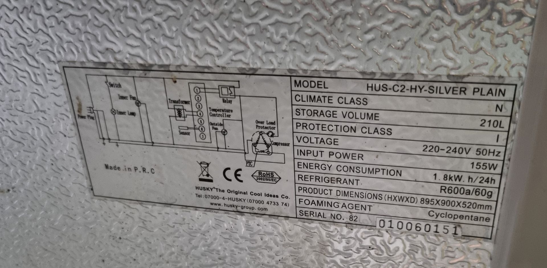 Husky HUS-C2-HY-SILVER-PLAIN undercounter display fridge double glass doors - AS SPARES OR REPAIRS - Bild 5 aus 5