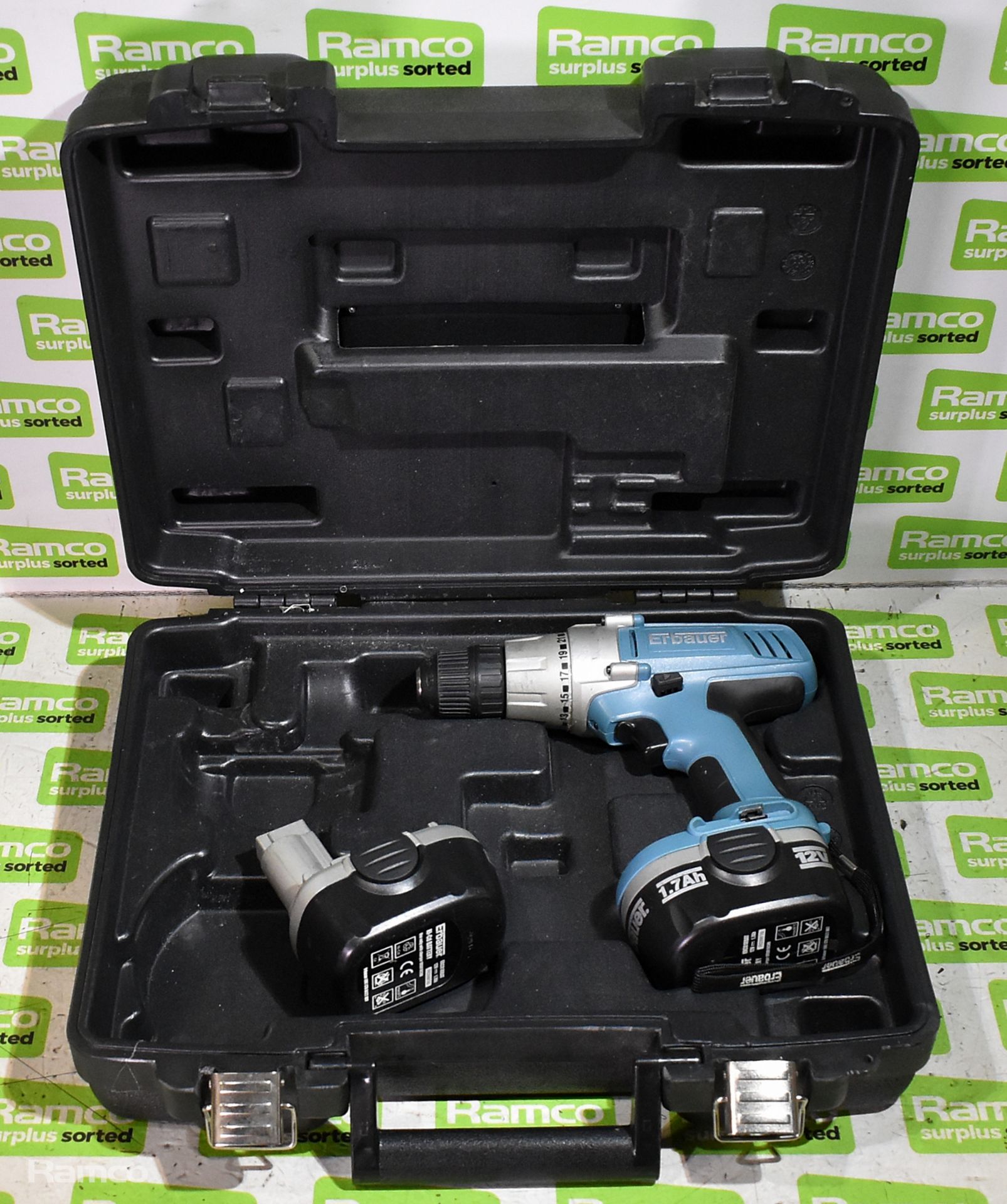 Erbauer 12V drill driver R09W16 with spare battery in carry case - NO CHARGER
