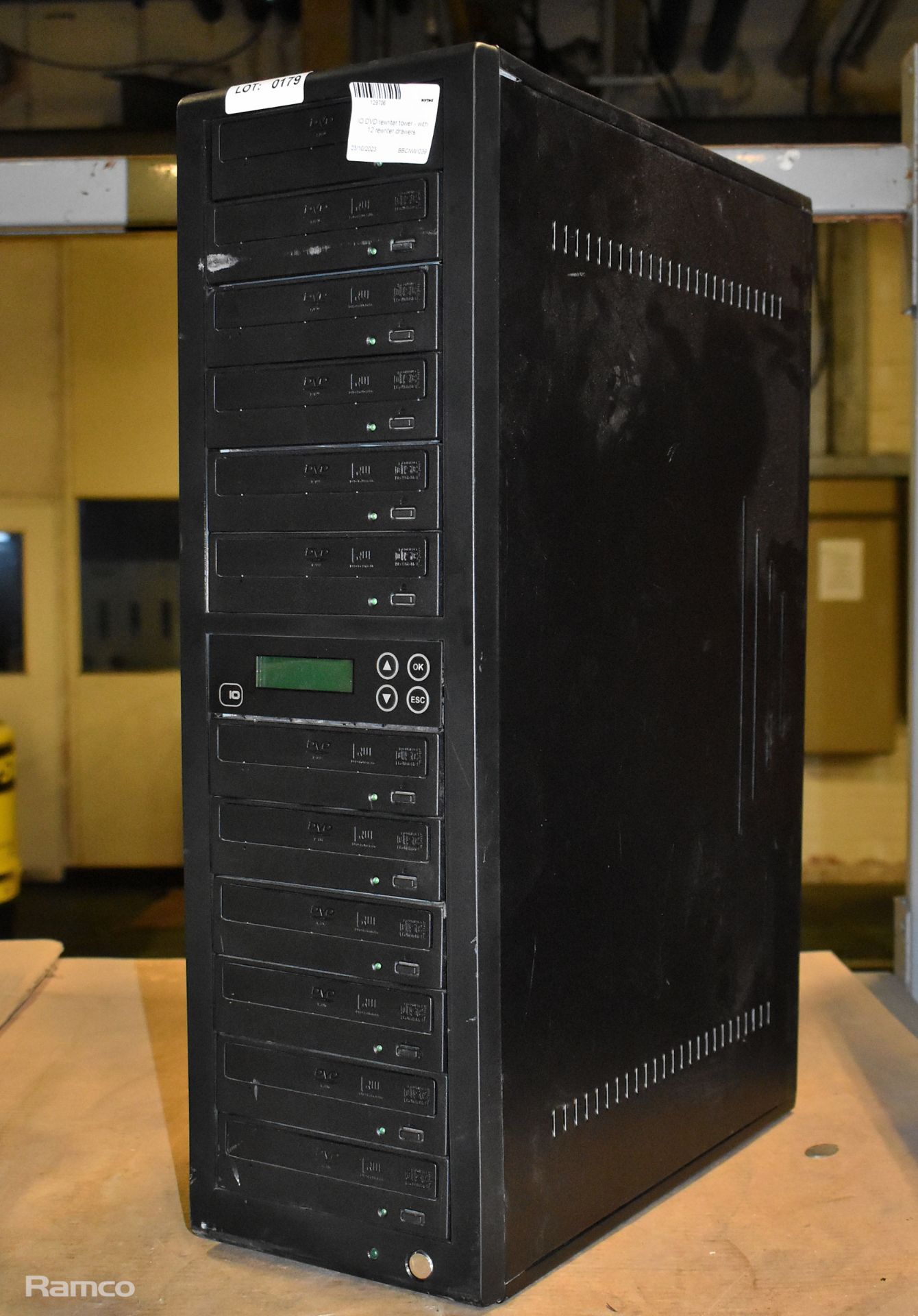 IO DVD rewriter tower - with 12 rewriter drawers