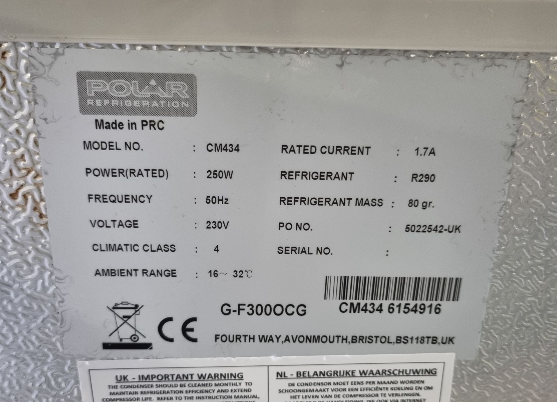 Polar CM434 display chest freezer - 2 sliding doors - 270ltr capacity - W 1195 x D 654 x H 928mm - Image 4 of 4
