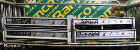 2x Crown amcron macro-tech 2400 power amplifiers - 250V - L 480 x W 470 x H 90mm, Crown Macro-tech