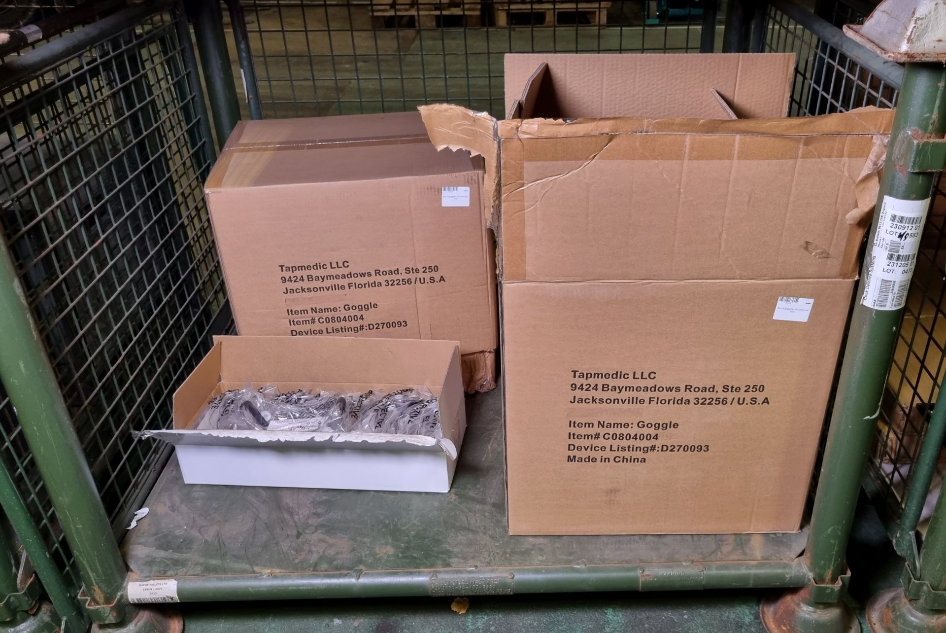 3x boxes of Tapmedic protective goggles - 150 pairs per box