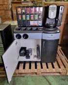 Hot drinks utility cabinet with Flavia hot drink dispenser & 15 drawer merchandiser