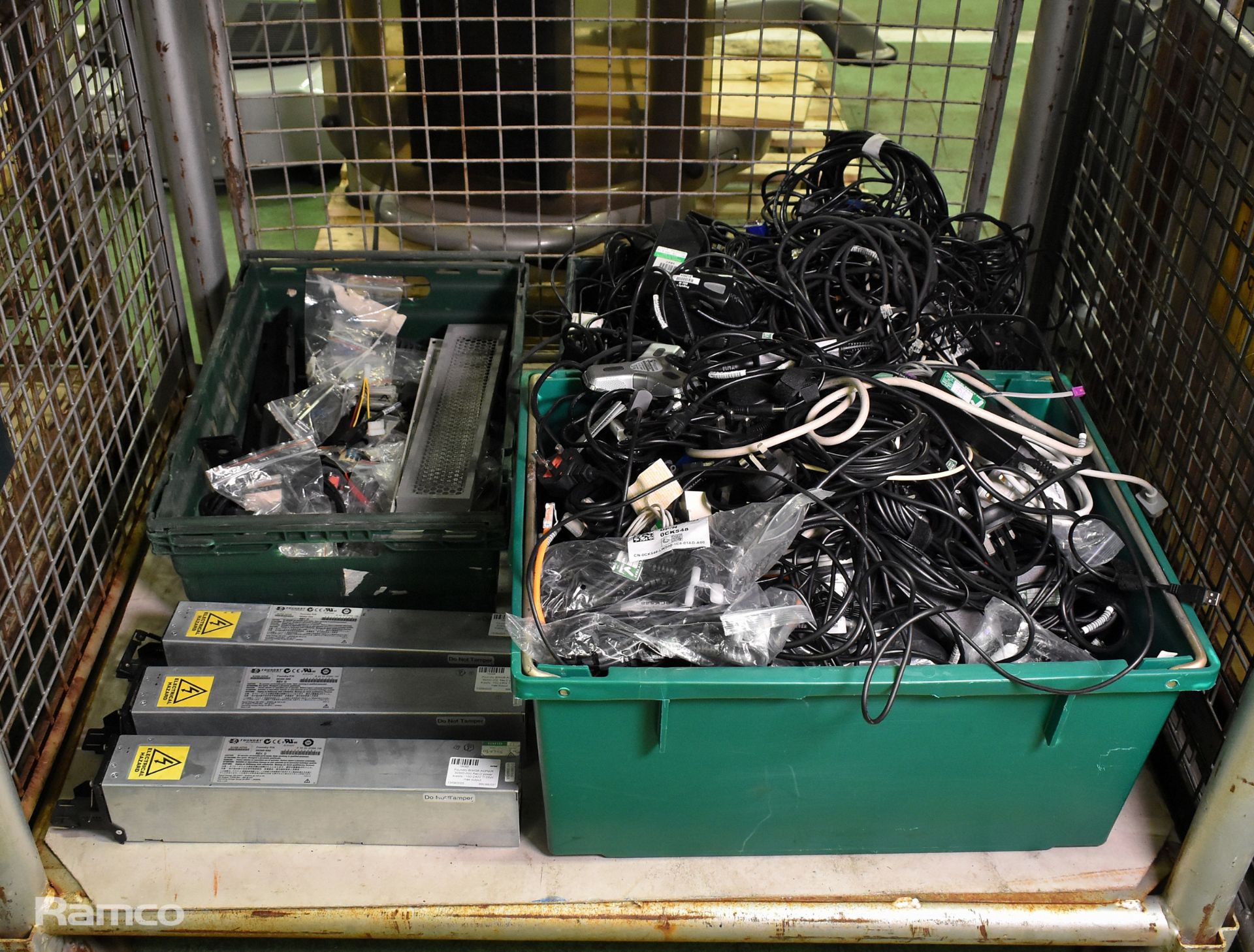 Wires and cables - power cables, AV equipment connections and casing spares - assorted,