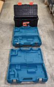 2x Makita drill cases - L 530 x W 340 x H 120mm, Black & Decker 22 inch tool box - L 560 - W 250