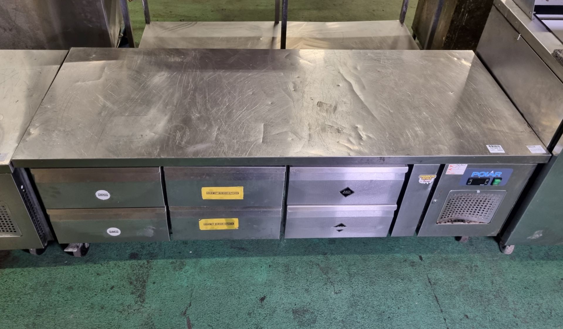Polar DA 465 stainless steel 6 drawer base counter fridge - W 1800 x D 700 x H 630mm - Image 2 of 5