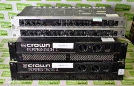 2x Crown Power-tech 2 power amplifiers - 250V - L 480 x W 410 x H 90mm, Behringer MDX 1200 audio