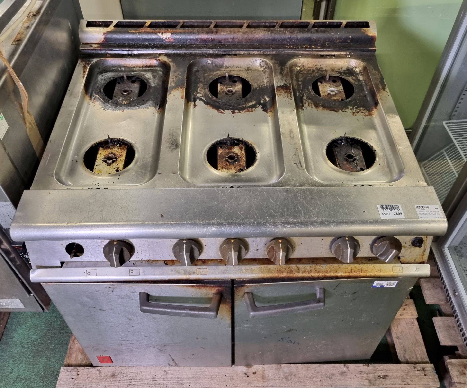 Falcon G3101 6 burner gas oven range - W 900 x D 800 x H 900mm - INCOMPLETE - AS SPARES OR REPAIRS - Bild 2 aus 6