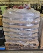 Approximately 200 red glass spherical plant pots - on original pallet - SOME BROKEN