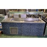 Stainless steel top servery unit with glass upper gantry - W 2200 x D 900 x H 1390 mm