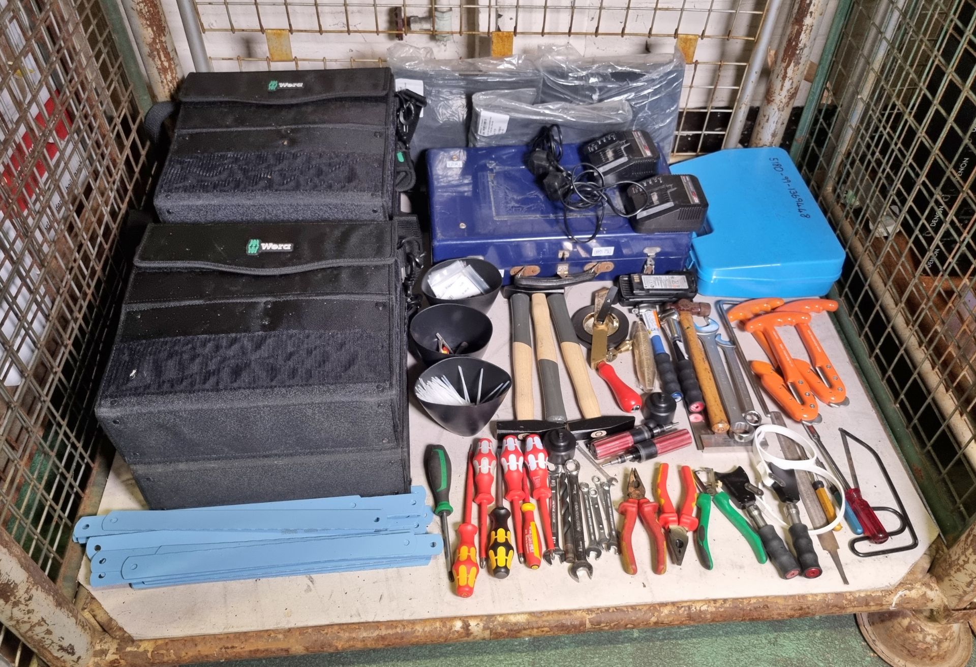 Workshop tools - tool cases, hammers, spanners, screwdrivers, hacksaw, sandpaper, tape measure - Image 2 of 7