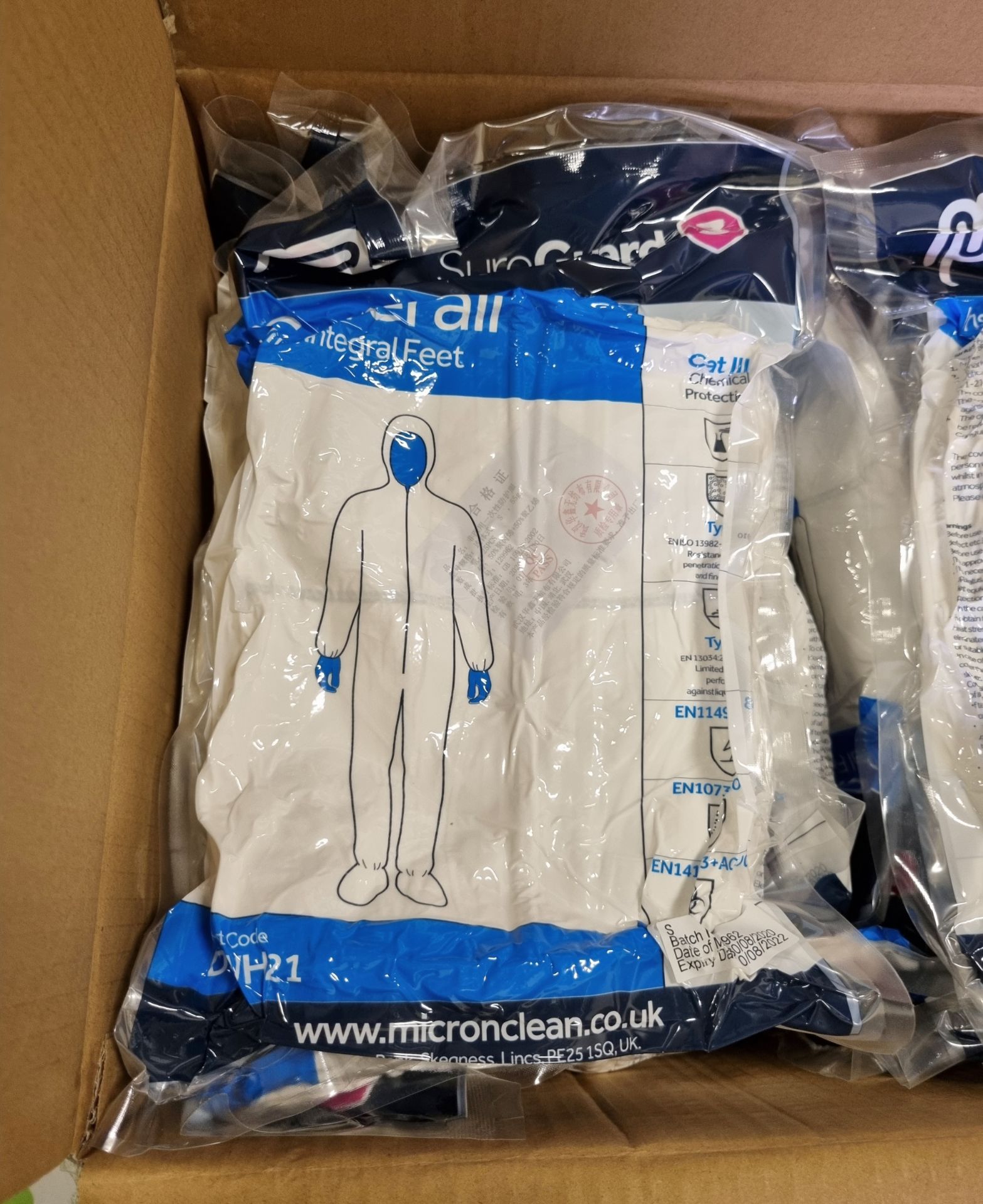 2x boxes of MicroClean SureGuard 3 - size small coverall with integral feet - 25 units per box - Image 4 of 5