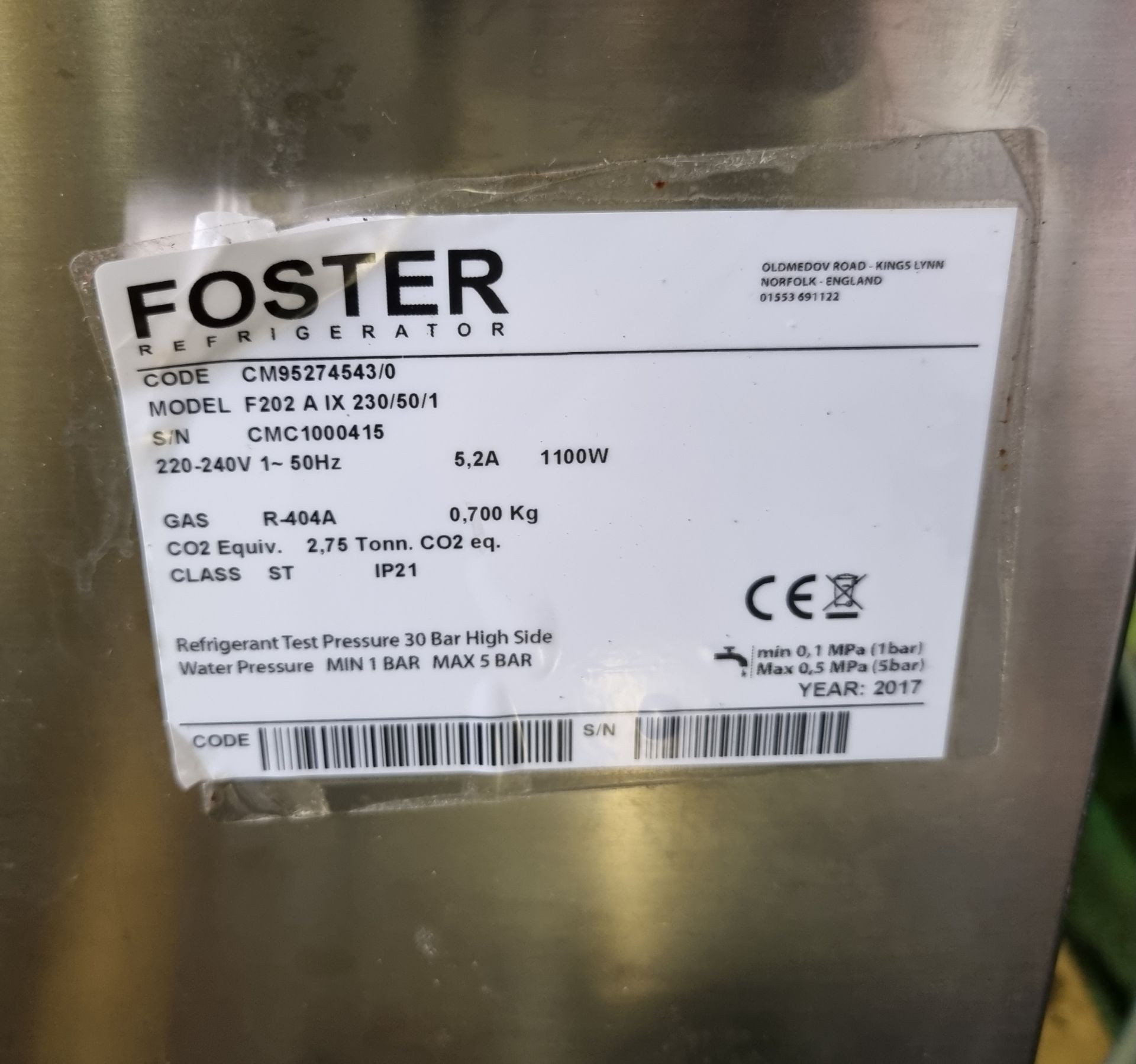 Foster F202 modular air-cooled ice maker - L 760 x W 580 x H 570mm - Image 3 of 4