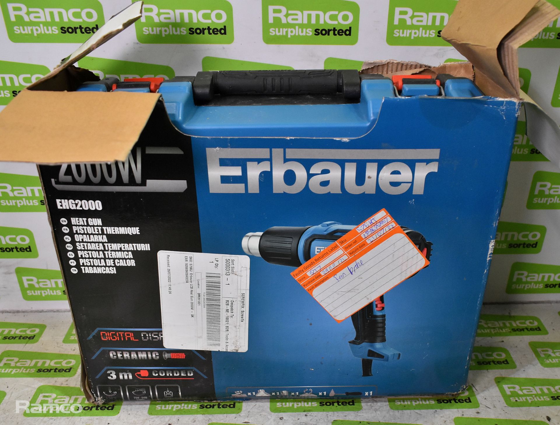 Erbauer EHG2000 2000 W heat gun - Mac Allister quick change 300 W multi tool - SPARES OR REPAIRS - Image 11 of 12