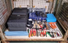 Workshop tools - tool cases, hammers, spanners, screwdrivers, hacksaw, sandpaper, tape measure