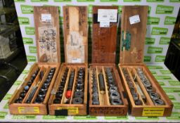 4x Maby Ring punch sets in wooden storage box