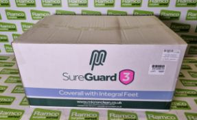 2x boxes of MicroClean SureGuard 3 - size small coverall with integral feet - 25 units per box