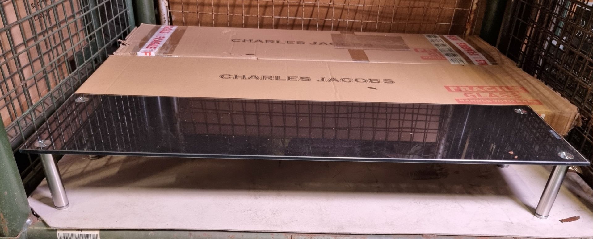 5x Charles Jacobs Glass topped monitor tables - W 1000 x D 260 x H 140 mm - Image 2 of 2