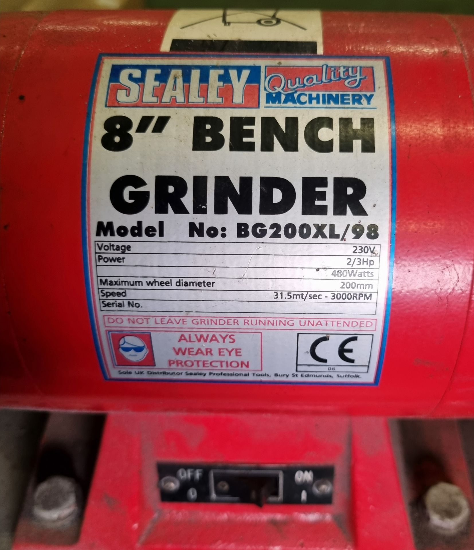 Sealey BG200XL / 98 8" bench grinder - Image 3 of 6