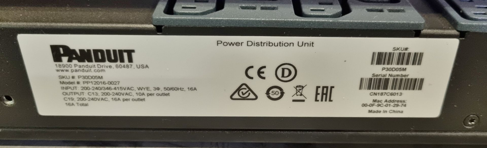 5x Panduit PP12016-0027 power distribution units - 16A, 24x C13, 6x C19 sockets - L 1530 x W50 - Image 8 of 8