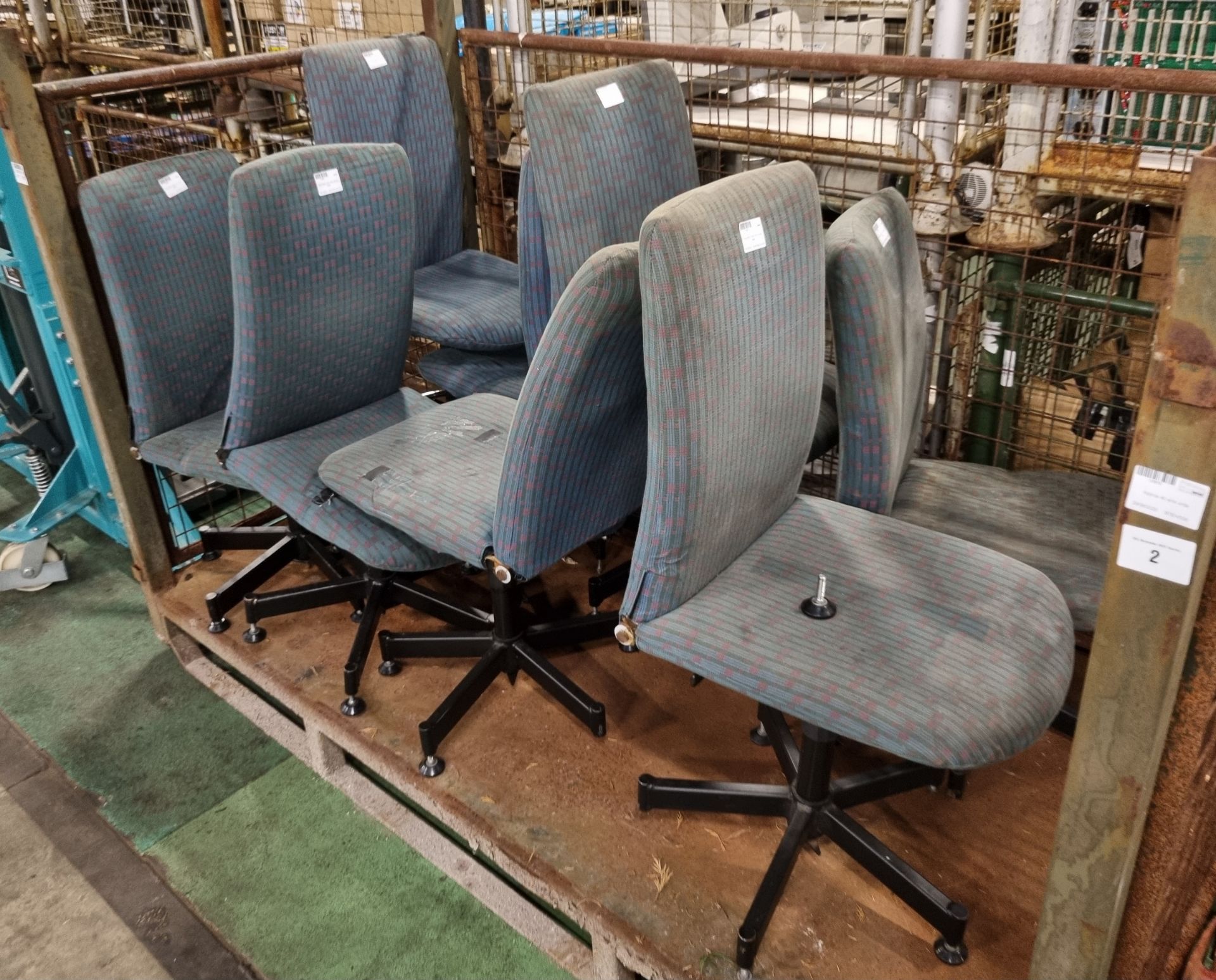 8x Blue fabric chairs with swivel base - Image 6 of 6