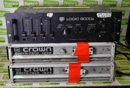 2x Crown macro-tech 1200 power amplifiers - 250V - L 480 x W 470 x H 90mm, NJD logic 8000s lighting
