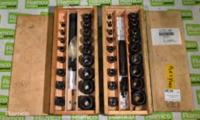 2x Maby Ring punch sets in wooden storage boxes