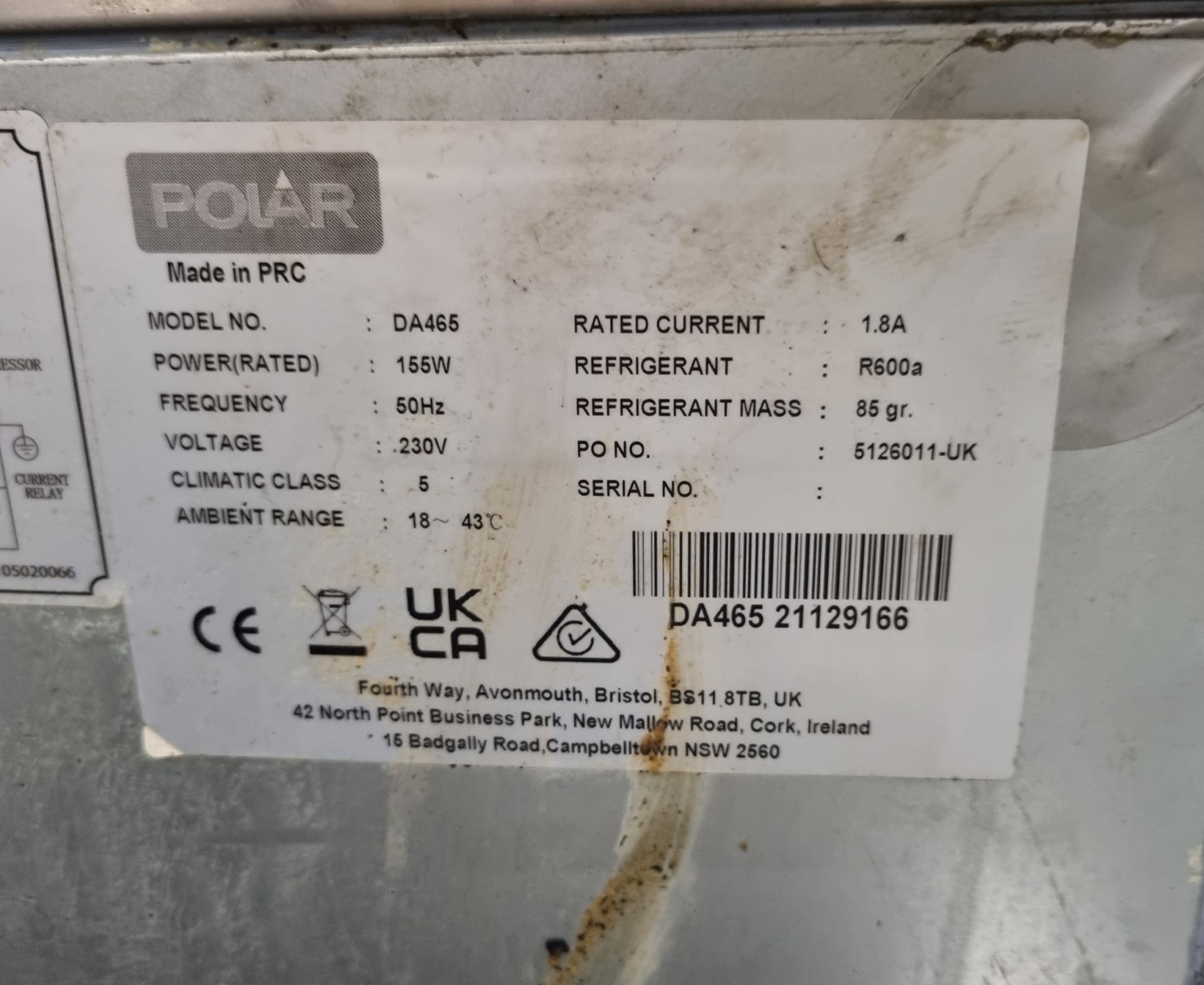 Polar DA 465 stainless steel 6 drawer base counter fridge - W 1800 x D 700 x H 630mm - Image 5 of 5