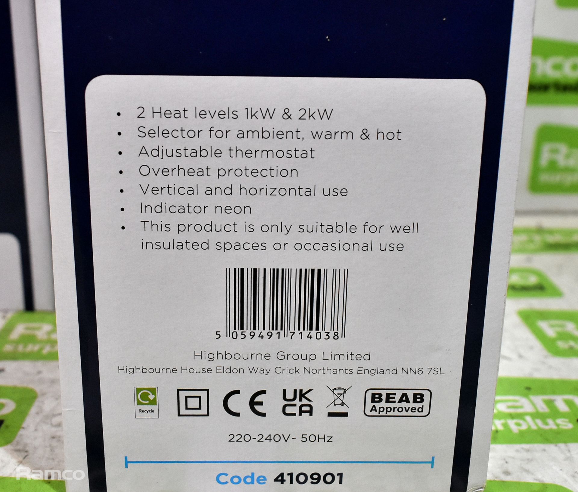 3x Plumbright 2kW fan heaters – product number 410901 - Image 5 of 6