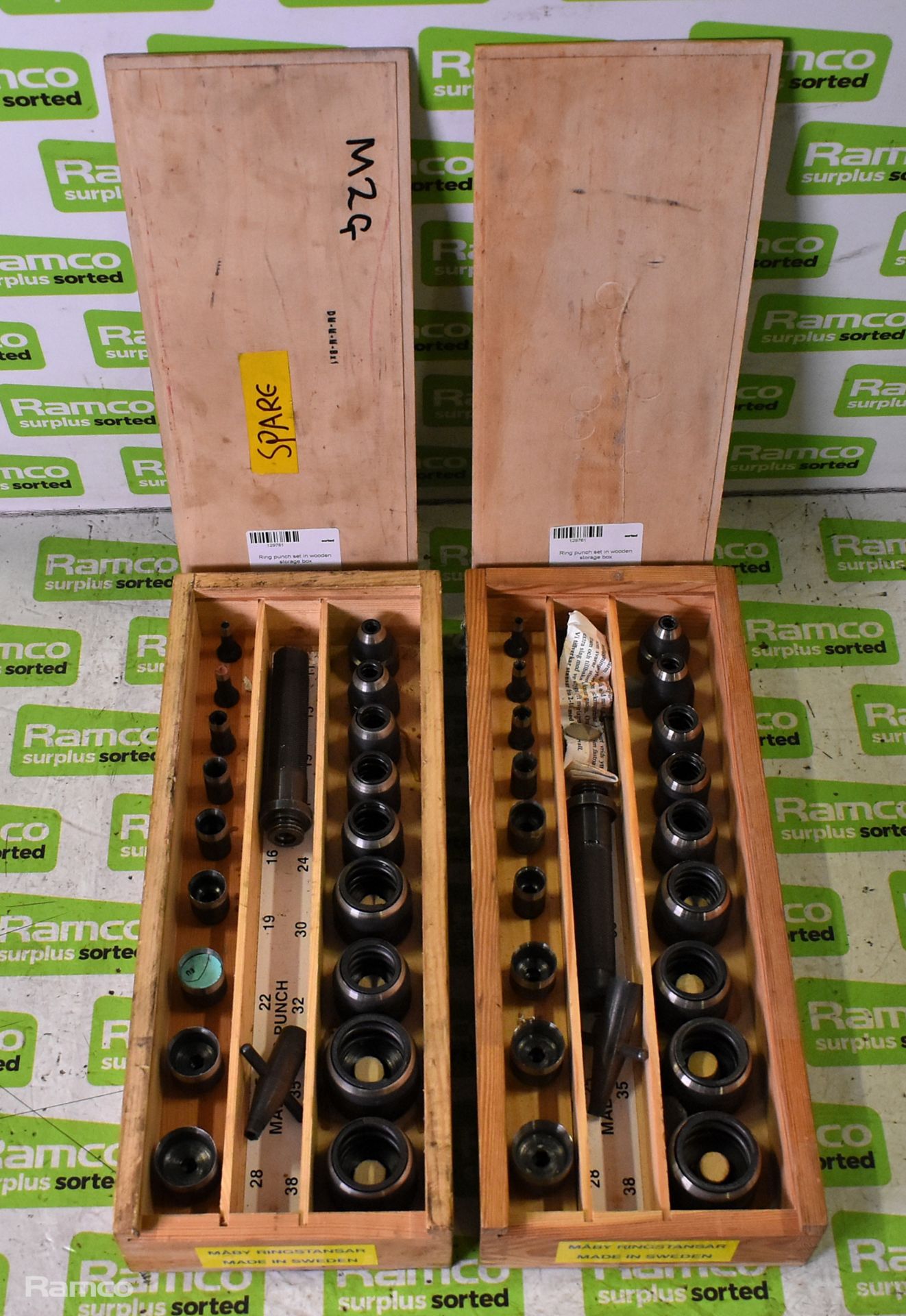 2x Maby Ring punch sets in wooden storage box - Image 2 of 7