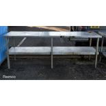Stainless steel preparation table with tin can opener location - L 2340 x W 650 x H 880mm