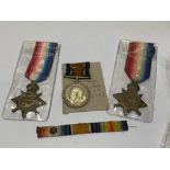 World War I medals. 1914-15 Stars (2) (1875. P.T.E. H. G COLLIER. DEVON REG & 66065 GNR T. WHITE.