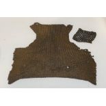 WWI chainmail breast panel, probably German (44cm x 48cm) together with a single square (13cm)