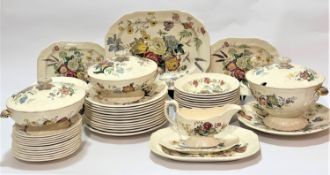 A Copeland Spode china fifty seven piece dinner service including four ashet's, two tureens, a