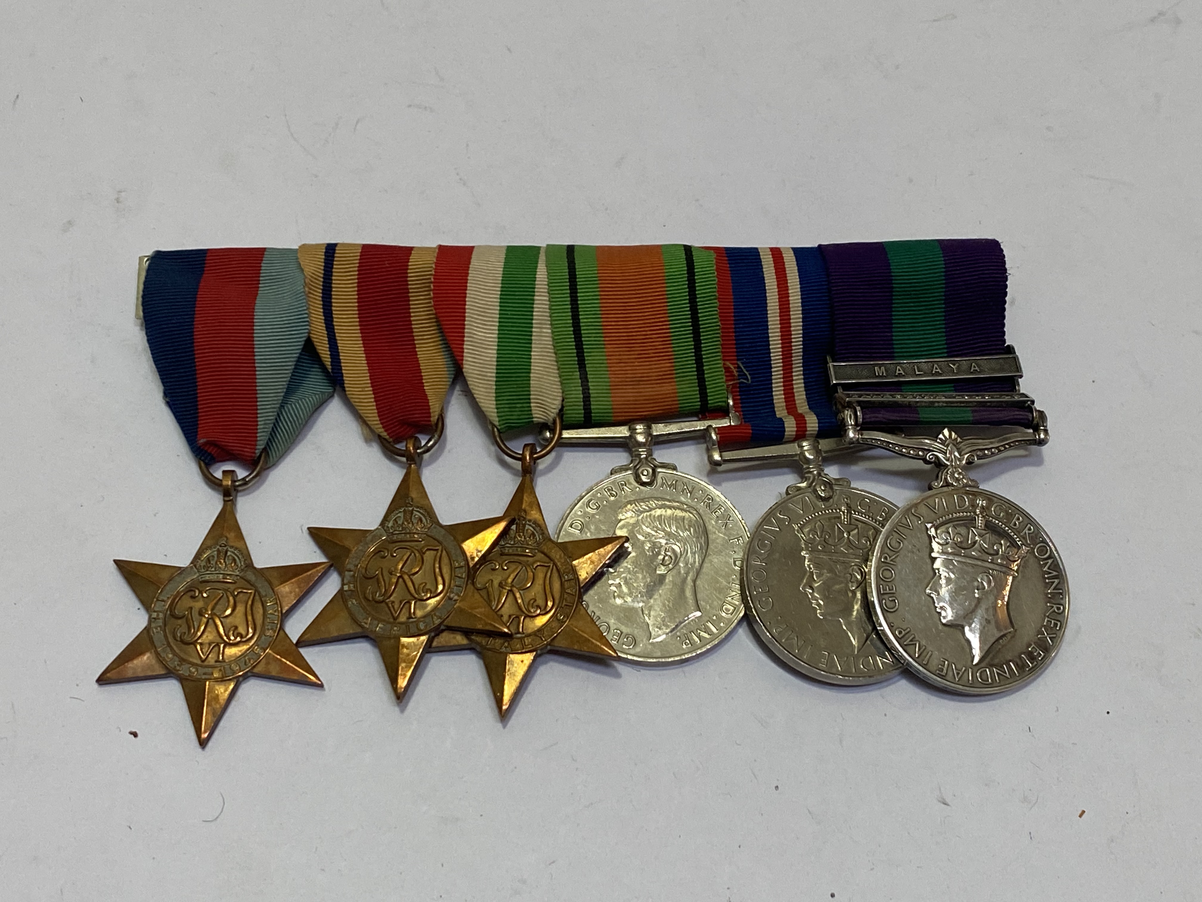 WWII RAF Group of 6. 1939-45 Star, Africa Star, Italy Star, 1939 War Medal, General Service medal