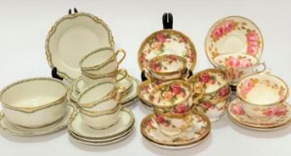 A French Haviland HG Stevenson of Manchester for Limoges fourteen piece part tea set decorated