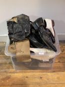 Militaria mixed lot consisting of george boots, army boots and shoes, mess tins, spurs, scarves